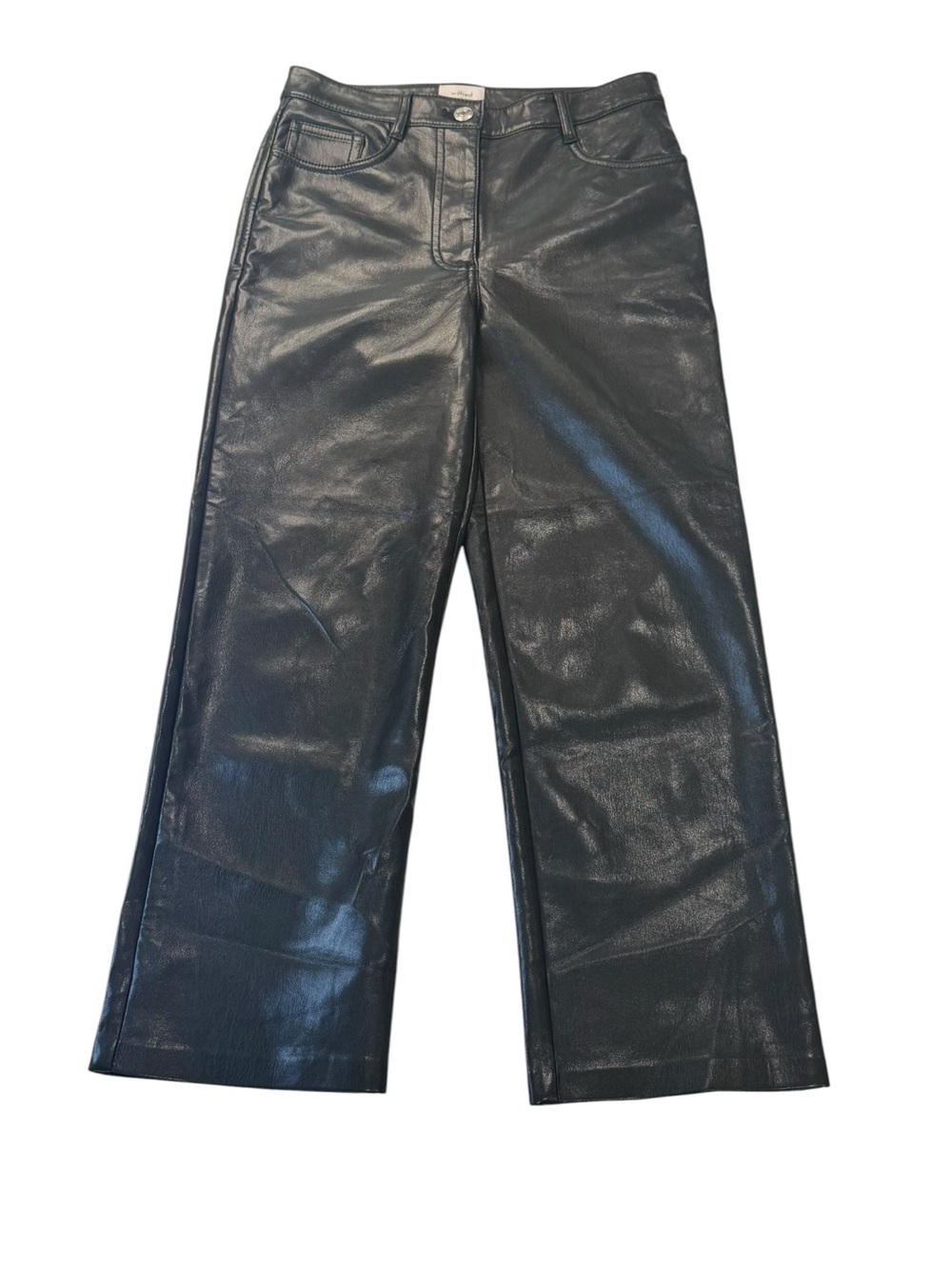Wilfred Aritzia Black Faux-Leather Wide Leg Pants Womens Size 0